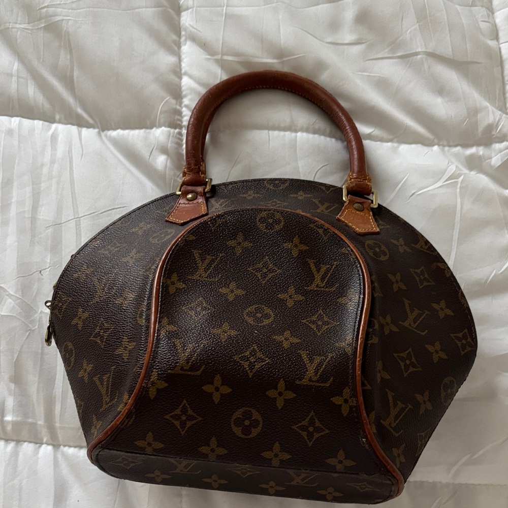 Louis Vuitton Brown Monogram Satchel with Tan Leather Trim
